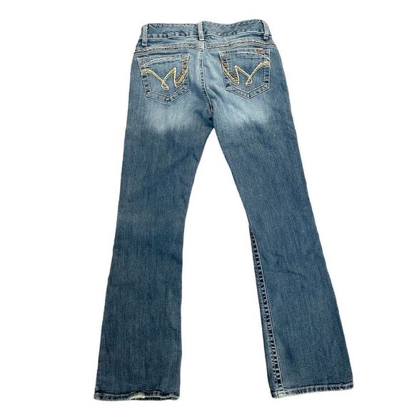 Cruel Womens Mackenna Denim Jeans Low Rise Bootcut Faded Blue Wash Flared 9 Long - Picture 3 of 9